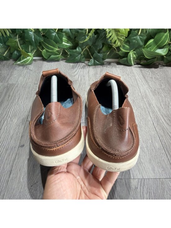 OluKai Mens Nalukai Slip On Shoes Size 11.5 Brown Leather Moc Loafer Convertible main image 9